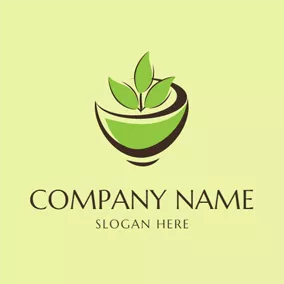 Organic Logo Abstract Black and Green Tea Cup logo design