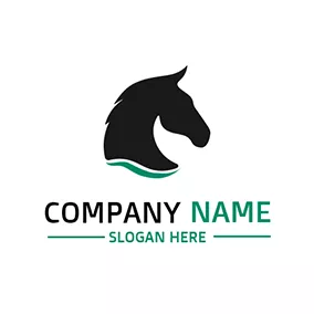 Logótipo De Pólo Abstract Black Horse Head logo design