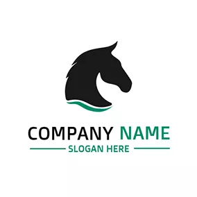 剪影 Logo Abstract Black Horse Head logo design