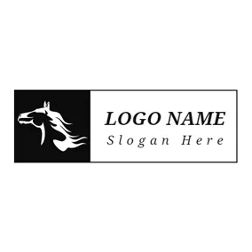 馬のロゴ Abstract Black Horse logo design