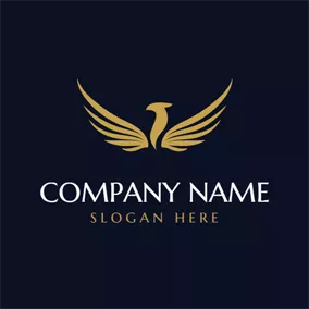 Combination Logo Abstract Blue and Brown Phoenix logo design