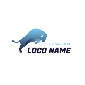 Ox Logo Abstract Blue Buffalo logo design