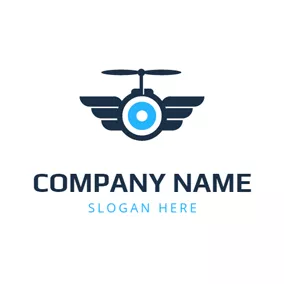 航空logo Abstract Blue Drone Icon logo design