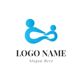 コラボレーションロゴ Abstract Blue Human Icon logo design