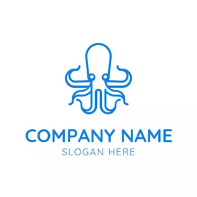 Logótipo De Polvo Abstract Blue Octopus logo design