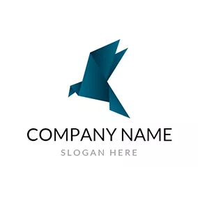 ハトロゴ Abstract Blue Paper Pigeon logo design