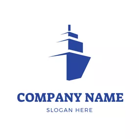 船 Logo Abstract Blue Steamship logo design