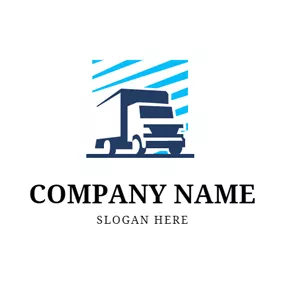 水彩 Logo Abstract Blue Truck Icon logo design