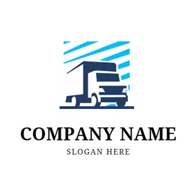 Watercolor Logo Abstract Blue Truck Icon logo design