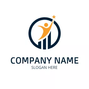 证券Logo Abstract Businessman and Success logo design