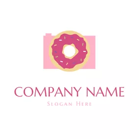 カムのロゴ Abstract Camera and Doughnut logo design
