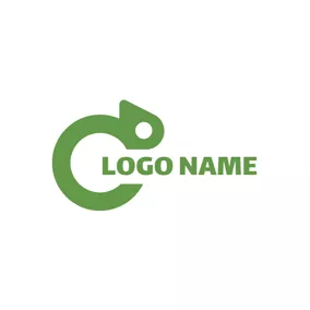 变色龙 Logo Abstract Circle and Chameleon logo design