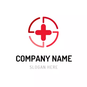 Combination Logo Abstract Circle and Red Cross logo design