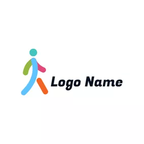 Human Logo Abstract Colorful Man and Walking logo design