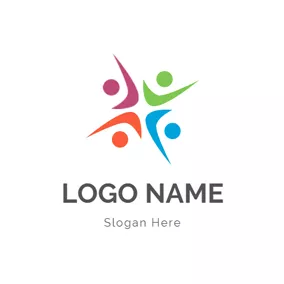 团队合作logo Abstract Colorful People Icon logo design