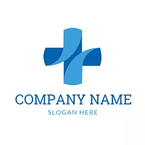 Klinik Logo Abstract Cross Blue Medicine logo design