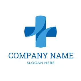 诊所 Logo Abstract Cross Blue Medicine logo design