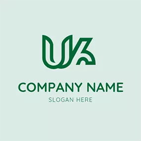 Green Logo Abstract Curve Letter U K logo design