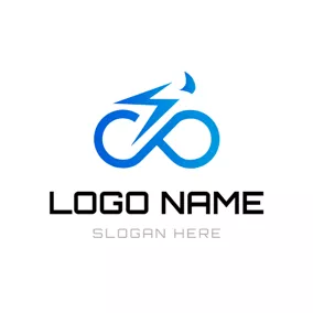 自行車Logo Abstract Cyclist and Bike logo design