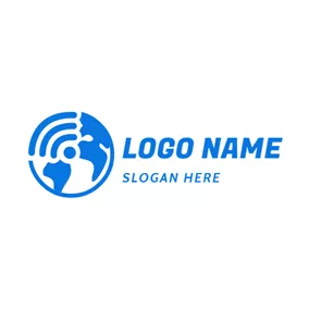 Location Logo Abstract Earth and Wifi logo design