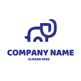 Blue Logo Abstract Elephant Totem African logo design