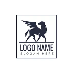 Equine Logo Abstract Frame and Pegasus logo design