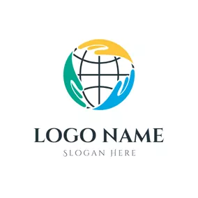 團隊合作logo Abstract Globe and Hand logo design