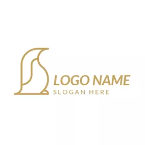 企鵝 Logo Abstract Gold Penguin Outline logo design