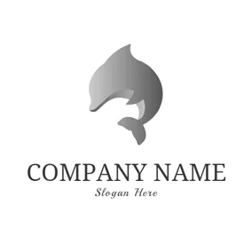 射線 Logo Abstract Gray Dolphin logo design