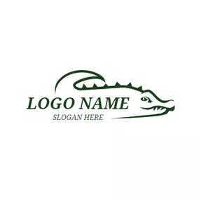 ワニのロゴ Abstract Green Alligator Icon logo design
