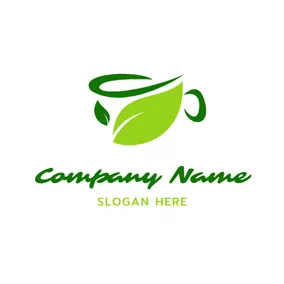 Herbal Logo Abstract Green and Blue Tea Cup logo design