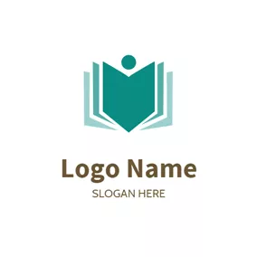 文具 Logo Abstract Green and White Book logo design