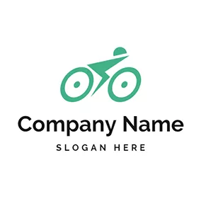自転車乗りのロゴ Abstract Green Bicycle logo design
