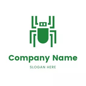 Insect Logo Abstract Green Spider logo design