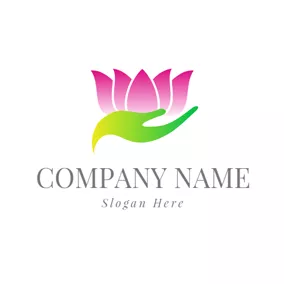 Floral Logo Abstract Hand and Beautiful Lotus logo design