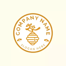 Bee Logo Abstract Honeycomb Icon logo design