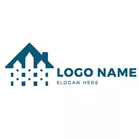 Home Logo Abstract House and Fence logo design