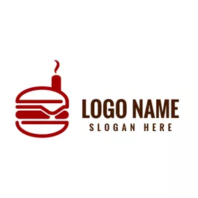 Fast Food Logo Abstract House and Red Burger logo design