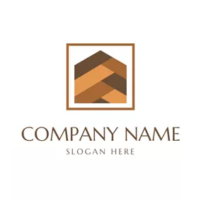 Wood Logo Abstract House and Wood logo design