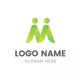 人類logo Abstract Human and Green Ribbon logo design