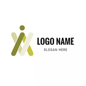 Green Logo Abstract Human and Letter V A logo design