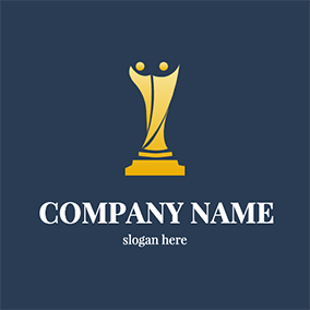 Golden Logo Abstract Human Trophy Championship logo design