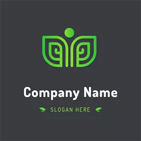 Green Logo Abstract Leaf Man Icon logo design