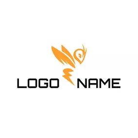 光 Logo Abstract Lightning and Hornet logo design