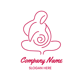 Pink Logo Abstract Line Pregnant Woman logo design