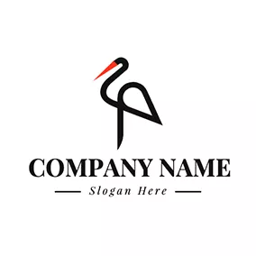 Emblem Logo Abstract Line Stork Design logo design