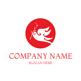 Logotipo Chino Abstract Magpie Branch Chinese logo design