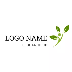 春天logo Abstract Man and Green Leaf logo design