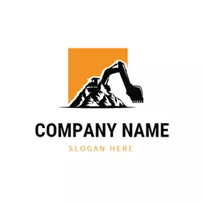 石頭logo Abstract Mountain and Excavator logo design