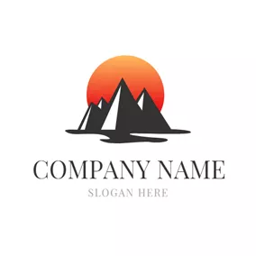 阳光 Logos Abstract Mountain and Sunrise logo design